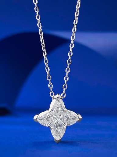 925 Sterling Silver Cubic Zirconia Four-pointed star alien  Minimalist Necklace