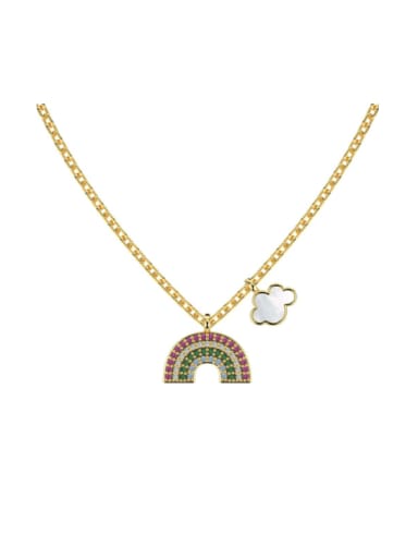 925 Sterling Silver Cubic Zirconia Rainbow Dainty Necklace
