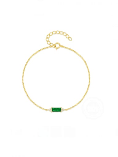 Golden green diamond 925 Sterling Silver Cubic Zirconia Geometric Minimalist Link Bracelet