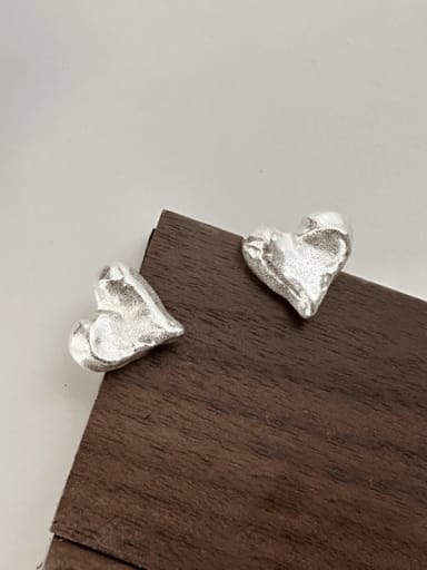 925 Sterling Silver Heart Vintage Stud Earring