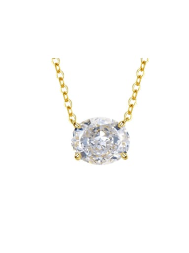 N052 Gold 925 Sterling Silver Cubic Zirconia Geometric Dainty Necklace