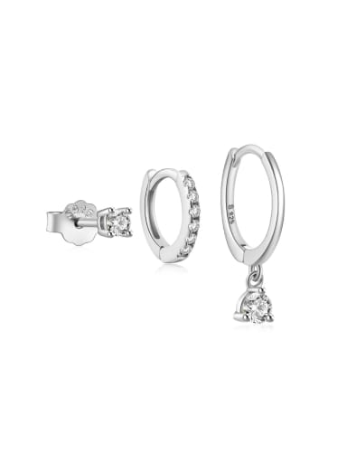 3 pieces per set in platinum 925 Sterling Silver Cubic Zirconia Geometric Minimalist Stud Earring