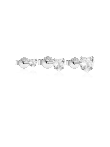 3 pieces per set in platinum 925 Sterling Silver Cubic Zirconia Heart Minimalist Stud Earring