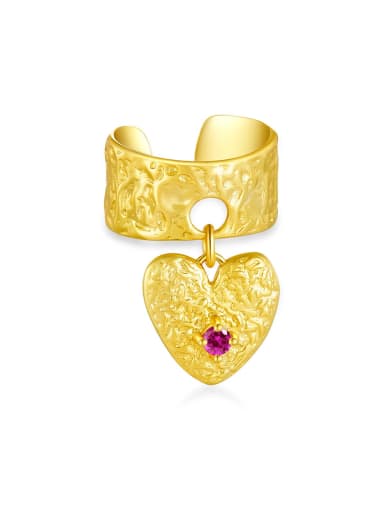 18K gold single piece 925 Sterling Silver Cubic Zirconia Heart Trend Clip Earring