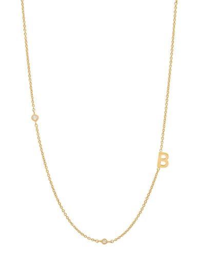 Gold B 925 Sterling Silver Letter Minimalist Necklace