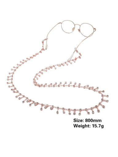 Rose gold Brass  Iron Synthetic Crystal Round Minimalist Sunglass Chains