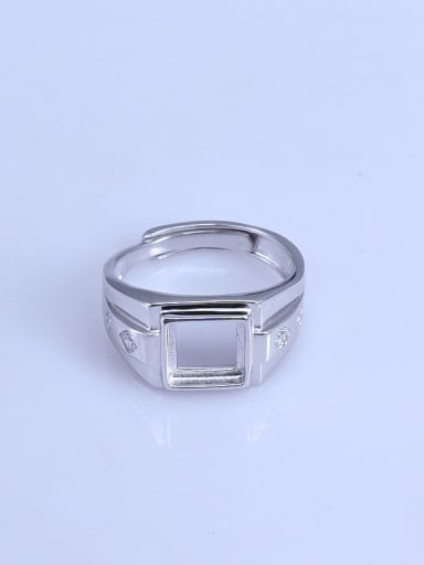 925 Sterling Silver 18K White Gold Plated Geometric Ring Setting Stone size: 8*8mm
