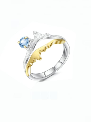 Swiss Blue Topaz stone ring 925 Sterling Silver Swiss Blue Topaz Irregular Artisan Band Ring
