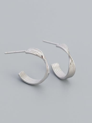 White Gold 925 Sterling Silver Geometric Minimalist Stud Earring