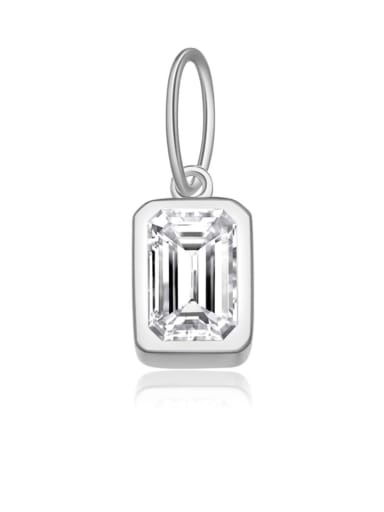 Platinum April 925 Sterling Silver  Cubic Zirconia Minimalist Geometric  Pendant