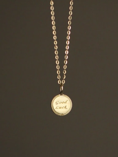 925 Sterling Silver Gold Letter lucky small gold coin Minimalist Necklace