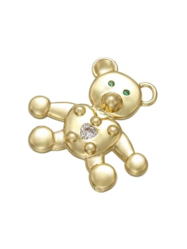 golden Brass Rhinestone Platinum Bear Pendant