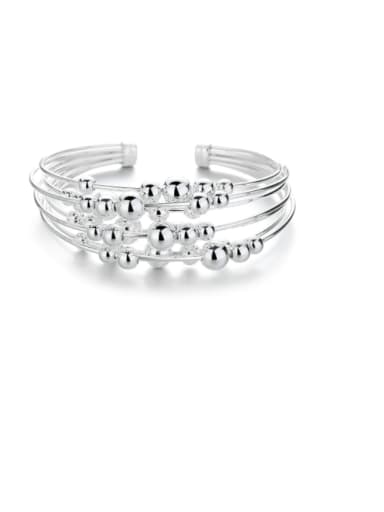 925 Sterling Silver Bead Geometric Minimalist Strand Bracelet