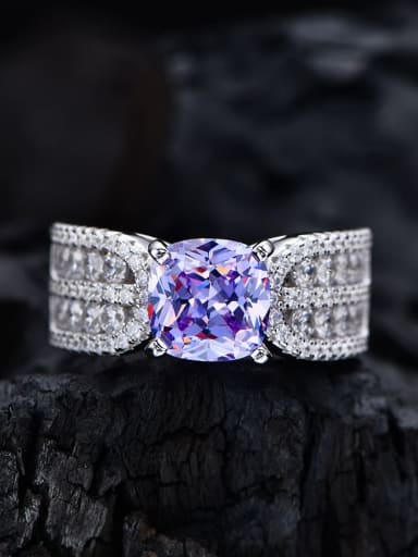 Lavender Purple 24 925 Sterling Silver High Carbon Diamond Geometric Luxury Cocktail Ring