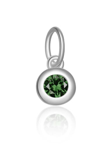 Platinum [May Green Zirconia] 925 Sterling Silver Birthstone Minimalist Round Pendant