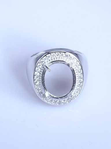925 Sterling Silver 18K White Gold Plated Geometric Ring Setting Stone size: 12*15mm
