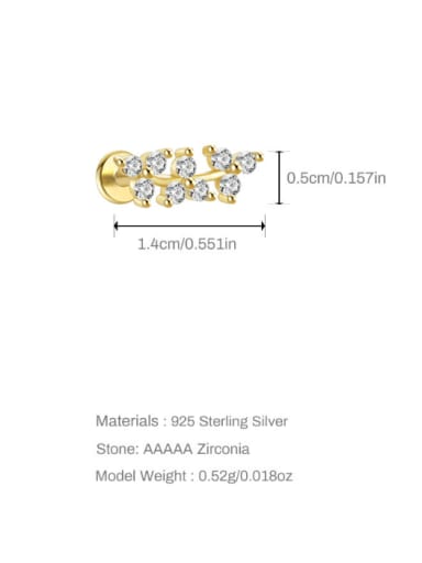 Single Gold 3 925 Sterling Silver Cubic Zirconia Geometric Dainty Single Earring