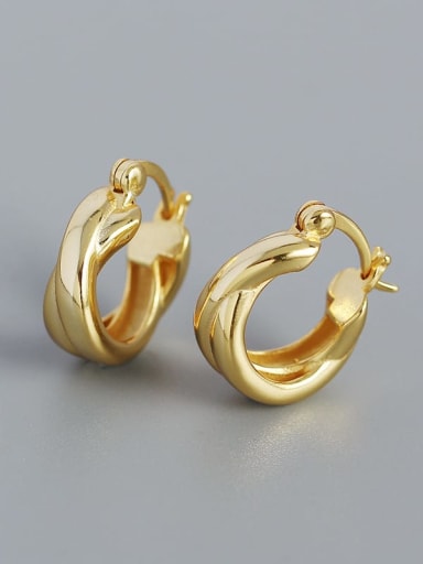 gold 925 Sterling Silver Geometric Vintage Huggie Earring