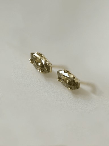 Golden+ Emerald Green 925 Sterling Silver Cubic Zirconia Geometric Minimalist Stud Earring