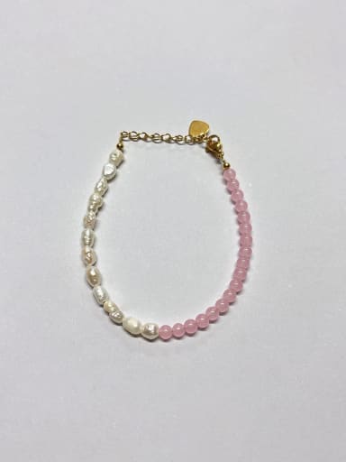 Pink 17 +3cm Titanium Steel Natural Stone Multi Color Star Bohemia Handmade Beaded Bracelet