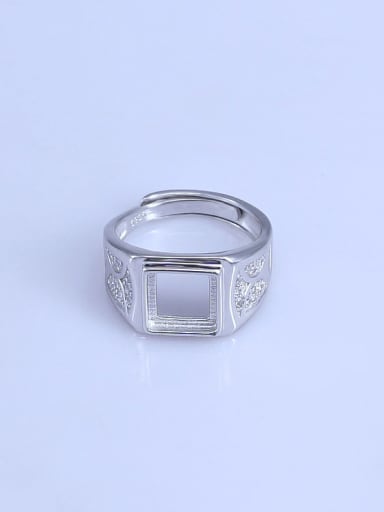 925 Sterling Silver 18K White Gold Plated Geometric Ring Setting Stone size: 8*8mm