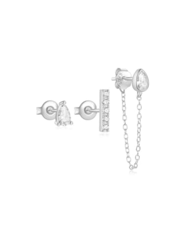 925 Sterling Silver Cubic Zirconia Geometric Minimalist Huggie Earring