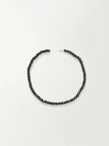 Titanium Steel Natural Stone Black Geometric Trend Beaded Necklace