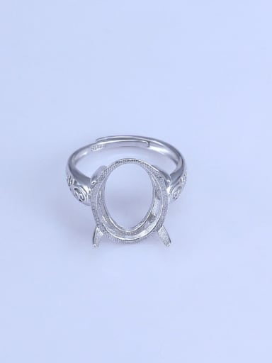 925 Sterling Silver 18K White Gold Plated Geometric Ring Setting Stone size: 9*11 10*14 13*17 15*20MM