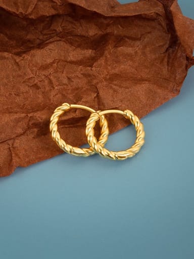 Gold 925 Sterling Silver Geometric Minimalist Hoop Earring