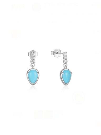 925 Sterling Silver Turquoise Water Drop Vintage Stud Earring