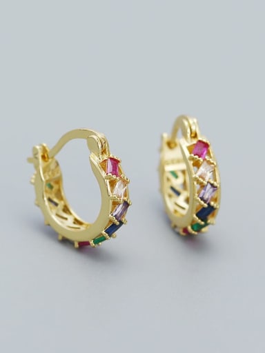Golden (colored stone) 925 Sterling Silver Cubic Zirconia Geometric Vintage Huggie Earring