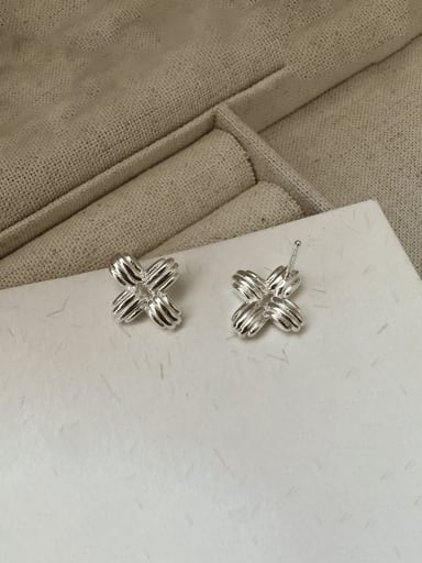 32ES23 Silver 925 Sterling Silver Flower Vintage Stud Earring