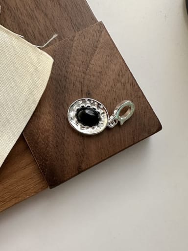 Pendant 10Z54 925 Sterling Silver Natural Stone Geometric Vintage Necklace