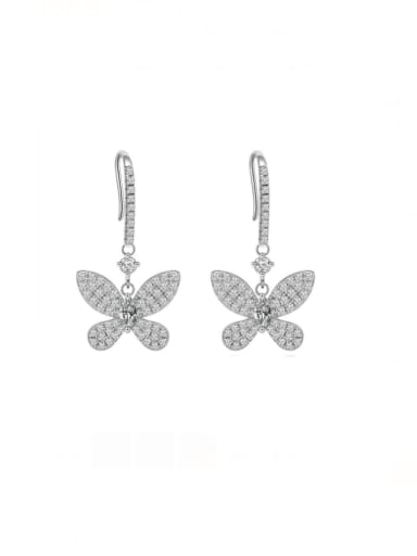 925 Sterling Silver Cubic Zirconia Butterfly Dainty Hook Earring