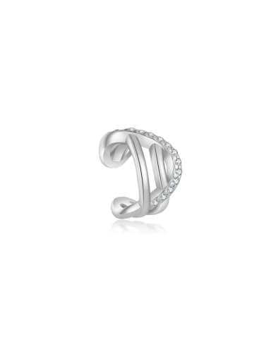 925 Sterling Silver Cubic Zirconia Geometric Trend Clip Earring