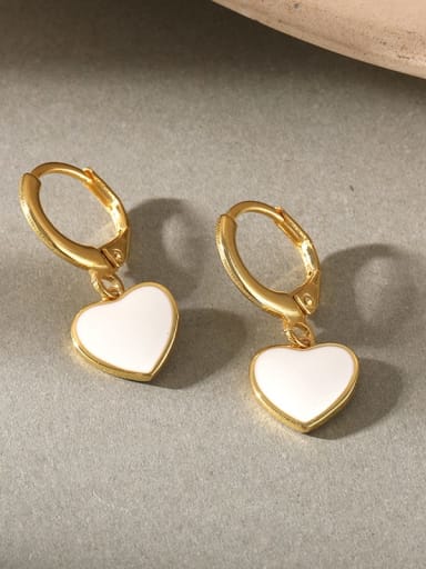 E331E Gold 925 Sterling Silver Heart Minimalist Huggie Earring