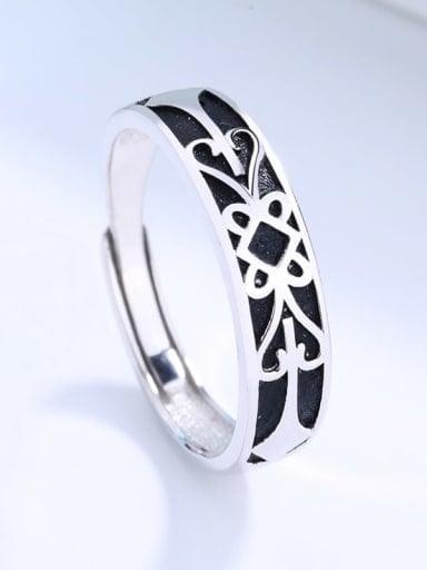 925 Sterling Silver Enamel Cubic Zirconia Irregular Minimalist Couple Ring