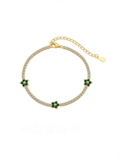 Turquoise DY150146 gold 925 Sterling Silver Cubic Zirconia Flower Luxury Bracelet