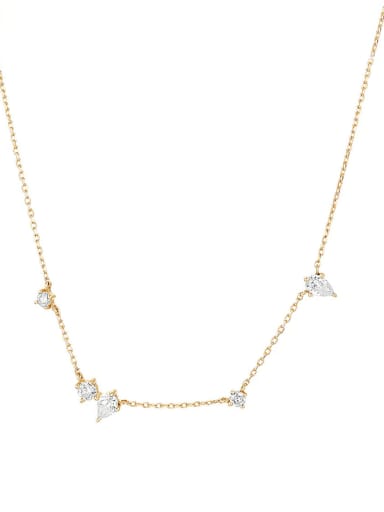 Gold Style 1 925 Sterling Silver Cubic Zirconia Geometric Dainty Necklace