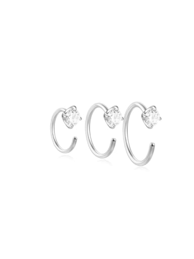 925 Sterling Silver Rhinestone Geometric Minimalist Huggie Earring