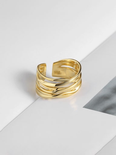 Gold 925 Sterling Silver Geometric Minimalist Stackable Ring