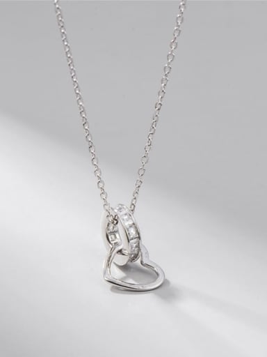 925 Sterling Silver Cubic Zirconia White Heart Minimalist Necklace