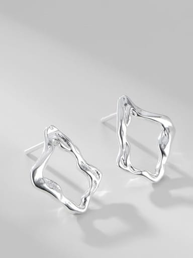 925 Sterling Silver Hollow Geometric Minimalist Hook Earring