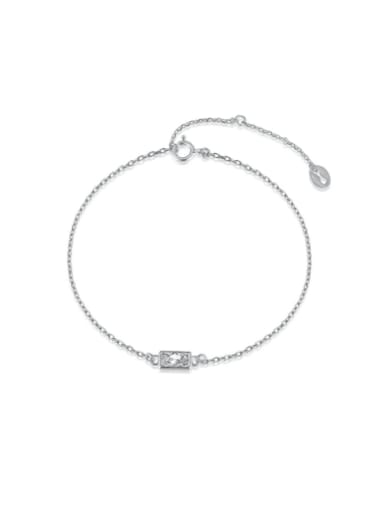 DY150138 S W WH 925 Sterling Silver Cubic Zirconia Geometric Minimalist Link Bracelet