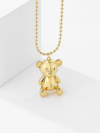 YA0220 gold necklace 925 Sterling Silver Bear Cute Bead Chain Necklace