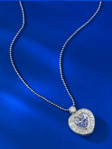 925 Sterling Silver Cubic Zirconia Heart Luxury Necklace