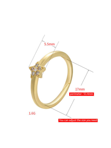 White Gold Brass Cubic Zirconia Star Dainty Band Ring