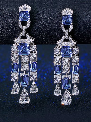 925 Sterling Silver High Carbon Diamond Tanzanian Ruby Pagoda Luxury Drop Earring