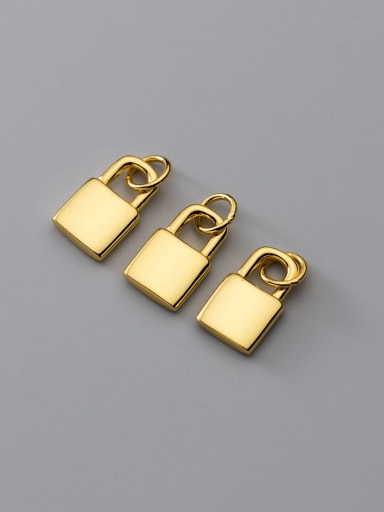 custom S925 Silver Plated Glossy Gold Lock Hoop Bracelet Necklace Pendant