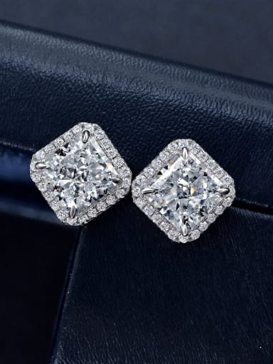 925 Sterling Silver High Carbon Diamond  Ice cut Pincushion Dainty Stud Earring
